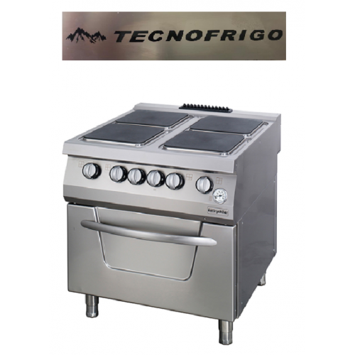 TECNOFRIGO 4 ELECTRIC HOT PLATES RANGE ON ELECTRIC OVEN ITALY TFCE94