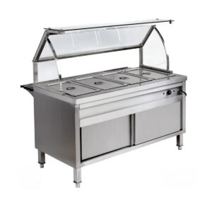 BAIN MARIE 4 GN GLASS TOP + CABINET EBMCG-150
