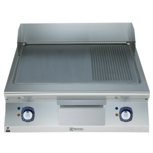 ELECTOLUX GRILL EL.FRYTOP POLISHED CHROME SMOOTH+RIBBED SLOPED 800MM - E9FTEHCP00
