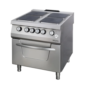 TECNOFRIGO 4 ELECTRIC HOT PLATES RANGE ON ELECTRIC OVEN ITALY - TFCE94 - OSOEF 8090