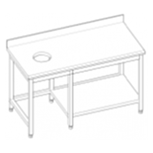 Work Table 1 Under Shelf 150X70X90 Backsplash & left scraping hole - WT1U150SMFH